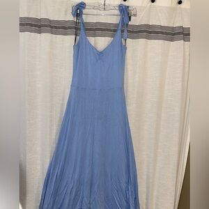 Blue V-Neck Midi Dress